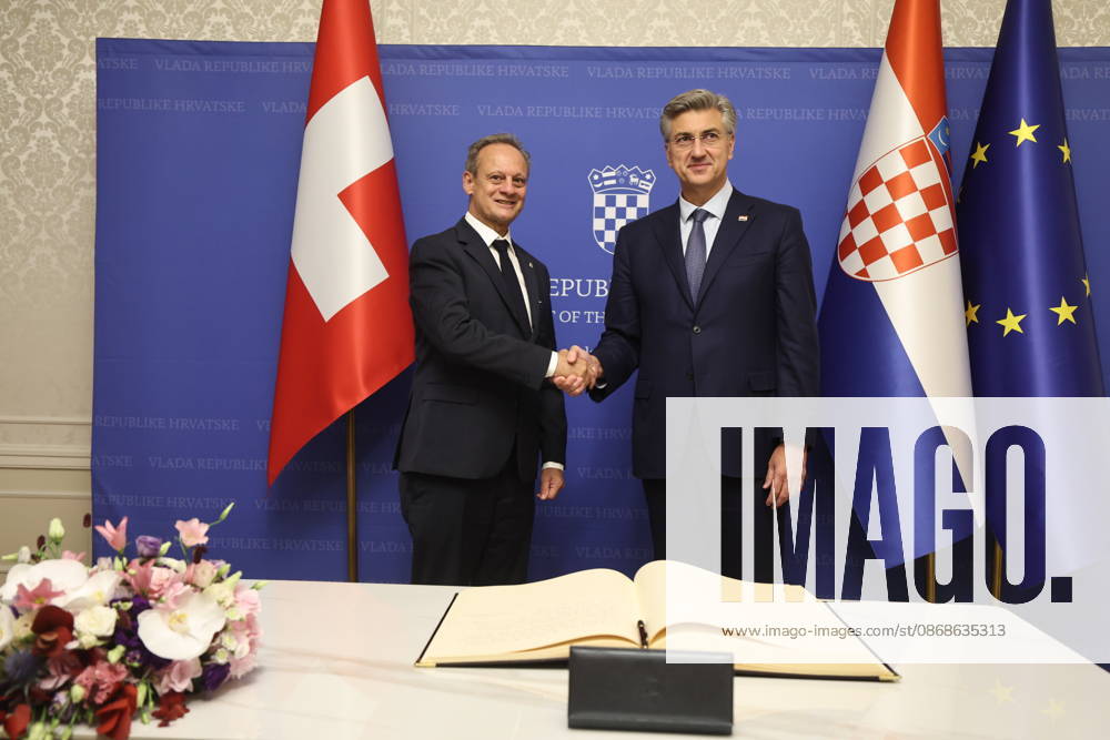 Croatian PM Plenkovic meets Swiss Council of States Croatian Prime Minister Andrej Plenkovic met with Swiss Council of States President Stefan Engler on October 5, 2026, in Zagreb, Croatia, at the Banski Dvori government offices. SlavkoxMidzor PIXSELL