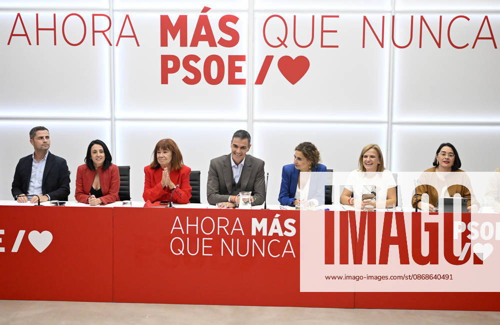 Spanish Prime Minister Pedro Sanchez announces early elections for November 29 MADRID, SPAIN - OCTOBER 05: Spanish Prime Minister Pedro Sanchez (C) leads a meeting of the Federal Executive Board of the Spanish Socialist Workers Party (PSOE) at the party s headquarters in Madrid, Spain on October 05, 2026, following the decision to hold early general elections. Burak Akbulut Anadolu Madrid Spain. Editorial use only. Please get in touch for any other usage.