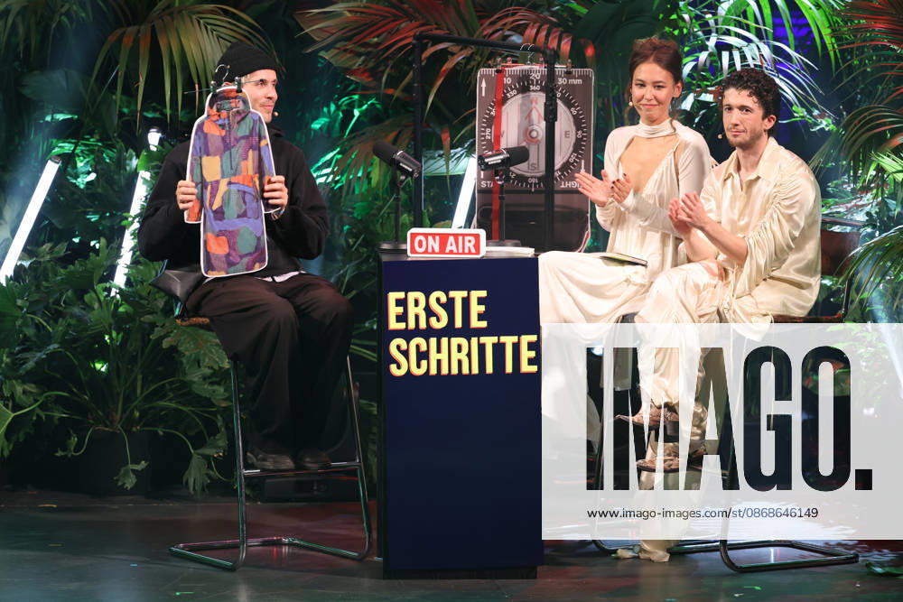 FIRST STEPS 2026: Hosts Malaya and Maximilian, and Hans Block’s laudatory speech for the documentary film award at the FIRST STEPS 2026 awards ceremony on stage at the Theater des Westens in Berlin