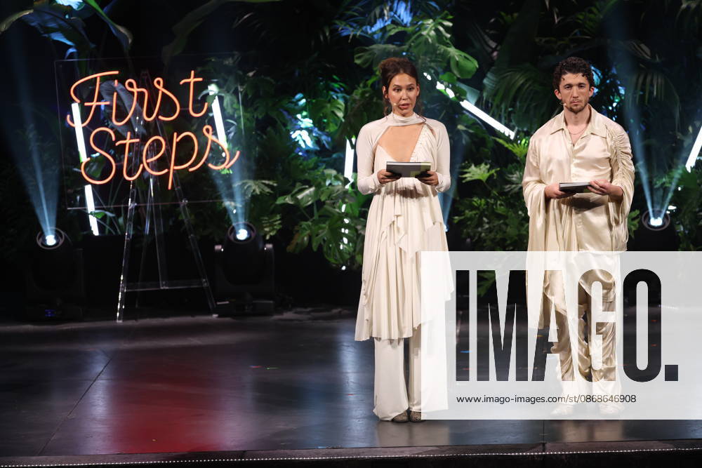 FIRST STEPS 2026 Hosts Malaya and Maximilian present awards on stage at the FIRST STEPS 2026 awards ceremony at the Theater des Westens in Berlin