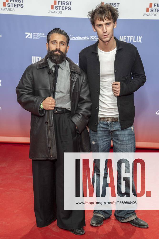 ABB FIRSTSTEPS: Arman Kashani and Oskar Belton on the red carpet at the 2026 FIRST STEPS Awards ceremony at the Theater des Westens on October 5, 2026, in Berlin, Germany