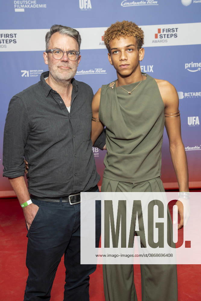 ABB FIRSTSTEPS: Robert Thalheim and Salimou Thiam on the red carpet at the 2026 FIRST STEPS Awards ceremony at the Theater des Westens on October 5, 2026, in Berlin, Germany