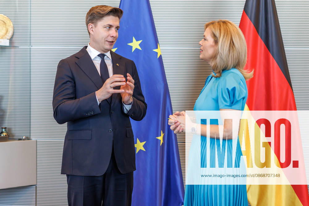 Bundestag: Bundestag President Julia Kloeckner welcomes the Prime Minister of the Republic of Lithuania, Mindaugas Sinkevicius, to the German Bundestag on October 6, 2026, in Berlin, Berlin, Berlin, Germany, Bundestag