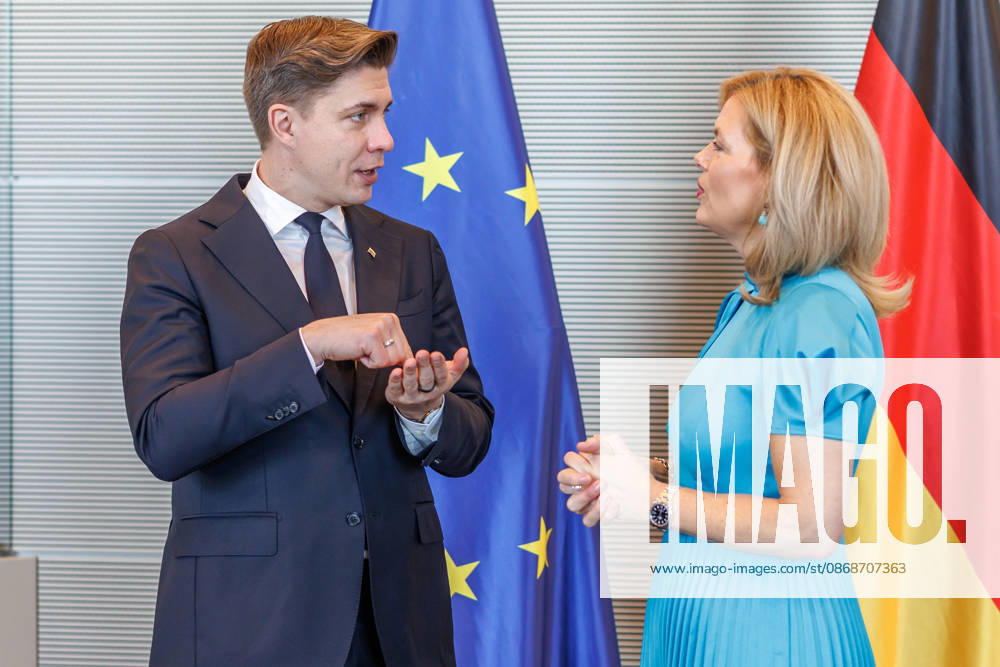 Bundestag: Bundestag President Julia Kloeckner welcomes the Prime Minister of the Republic of Lithuania, Mindaugas Sinkevicius, to the German Bundestag on October 6, 2026, in Berlin, Berlin, Berlin, Germany, Bundestag