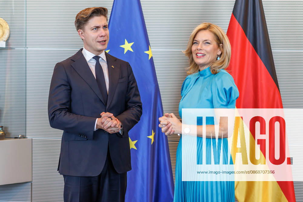 Bundestag: Bundestag President Julia Kloeckner welcomes the Prime Minister of the Republic of Lithuania, Mindaugas Sinkevicius, to the German Bundestag on October 6, 2026, in Berlin, Berlin, Berlin, Germany, Bundestag