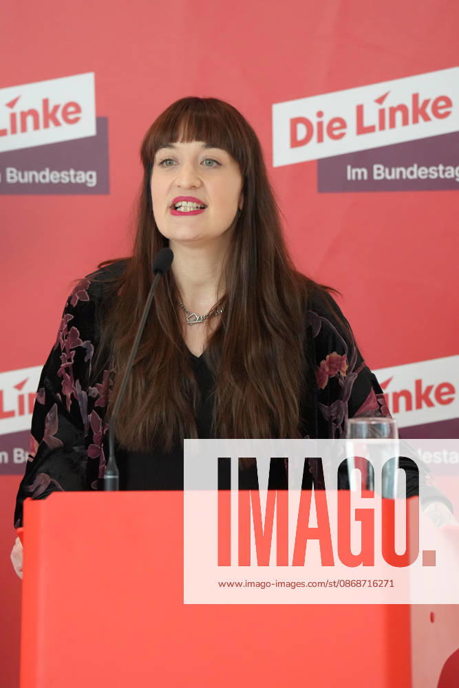 Press Statement by the Left Party Parliamentary Caucus Ahead of the Bundestag Session: A Portrait of Heidi Reichinnek of the Left Party During a Press Statement Ahead of the Parliamentary Caucus Meeting at the German Bundestag, Berlin, October 6, 2026 Berlin, Berlin, Germany