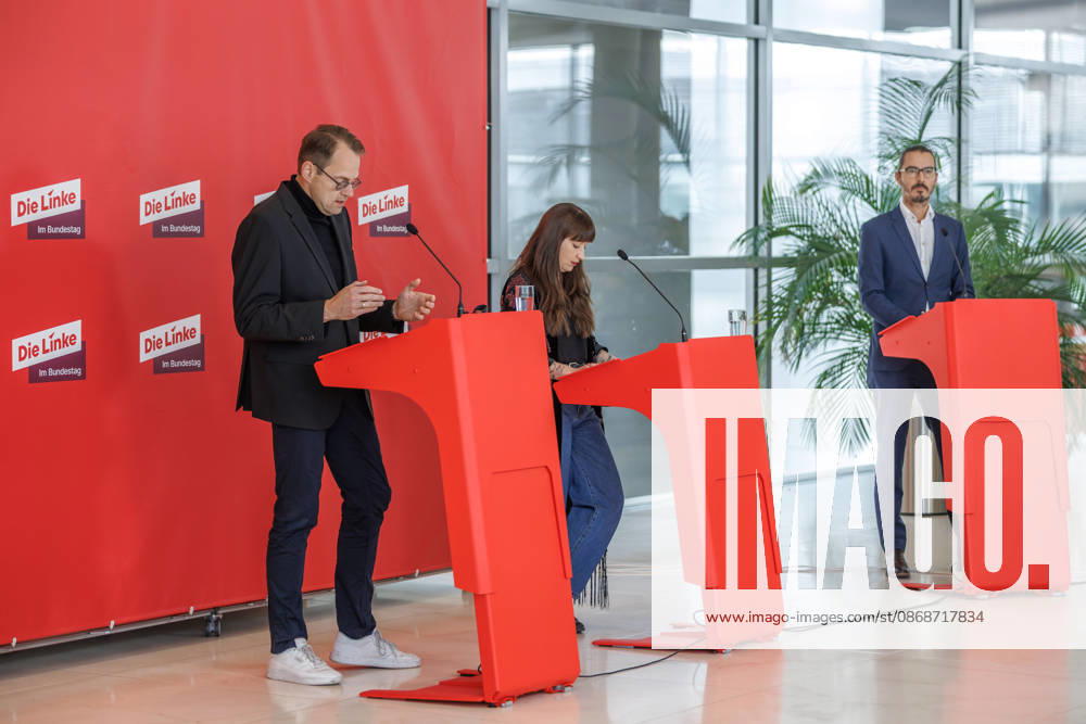 Statement by Die Linke: Heidi Reichinnek and Soeren Pellmann at a Die Linke press conference on October 6, 2026, in Berlin, Berlin, Germany, Reichstag