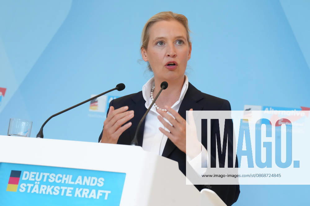 Press conference by the AfD chairwoman ahead of the parliamentary group meeting: Alice Weidel, AfD, pictured during a press statement ahead of the AfD parliamentary group meeting in the German Bundestag, Berlin, October 6, 2026, Berlin, Berlin, Germany