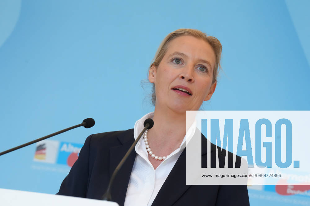 Press conference by the AfD chairwoman ahead of the parliamentary group meeting: Alice Weidel, AfD, pictured during a press statement ahead of the AfD parliamentary group meeting in the German Bundestag, Berlin, October 6, 2026, Berlin, Berlin, Germany