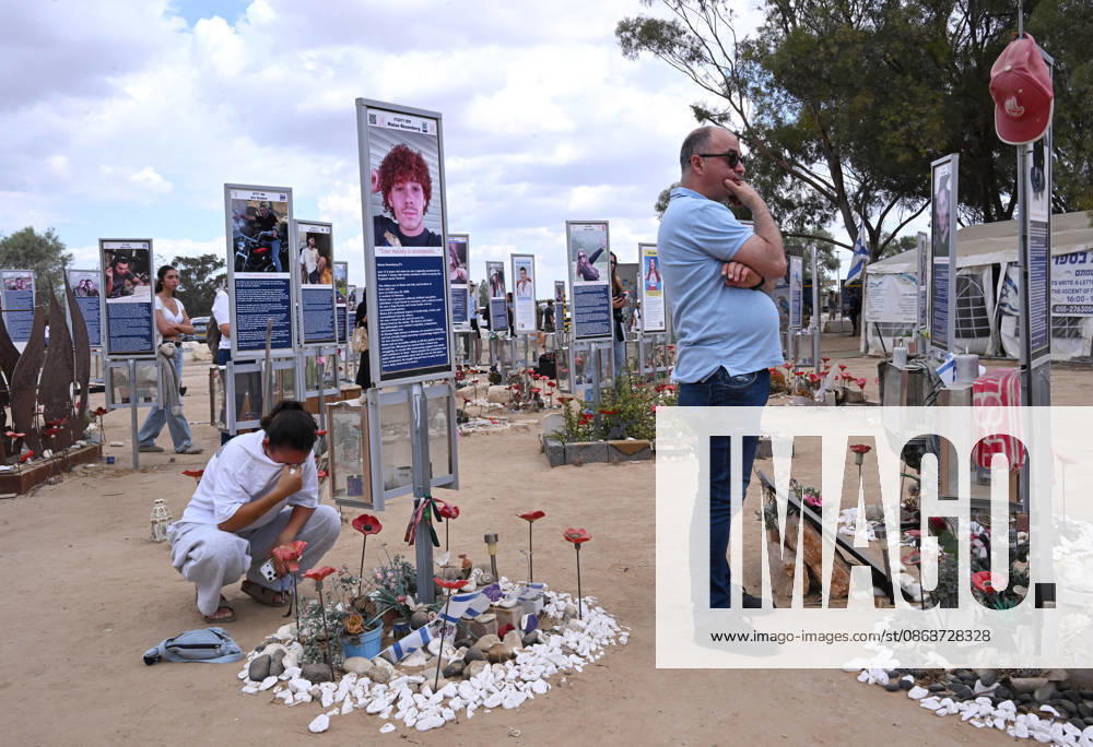 People mourn victims killed by Hamas on October 7, 2023, at the Nova Festival Memorial site in Re im, near the Gaza border on Monday, October 6, 2026. Israel is marking three years since the Hamas attack that killed 1,200 people and 251 were taken hostage into Gaza. JER2026100611 DEBBIExHILL