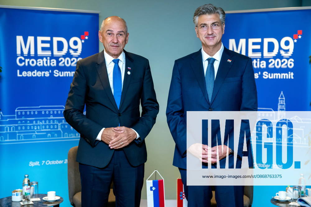 Croatia, Split, 06.10.2026. Radisson Blu Resort and Spa Hotel. Bilateral meeting between Prime Minister Andrej Plenkovic and Slovenian Prime Minister Janez Jansa on the sidelines of the MED9 summit. In the photo: Janez Jansa, Andrej Plenkovic. Photo: Tom Dubravec CROPIX Split CROATIA