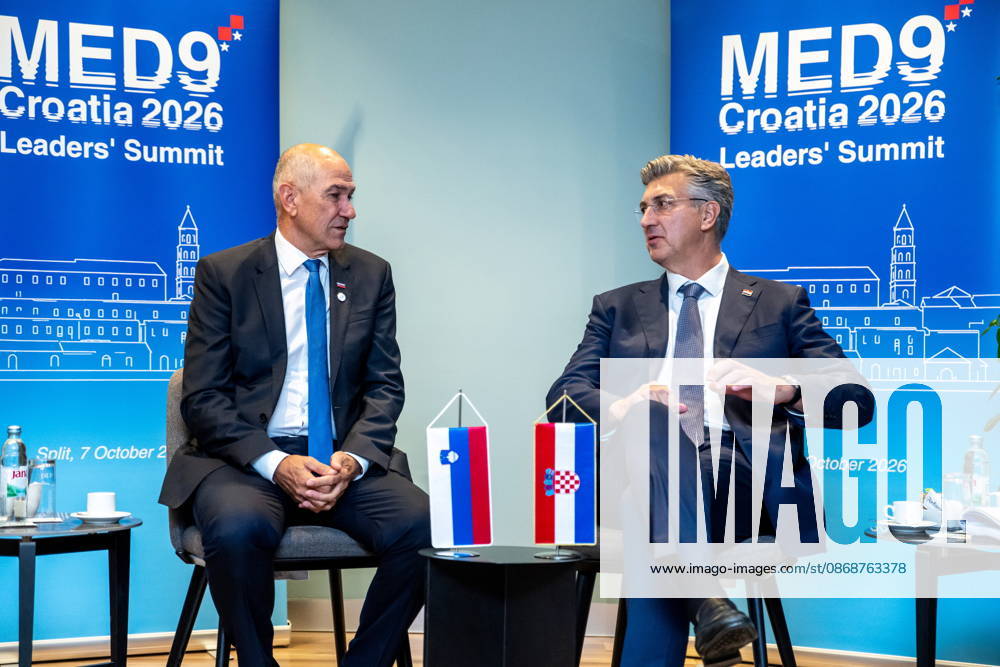 Croatia, Split, 06.10.2026. Radisson Blu Resort and Spa Hotel. Bilateral meeting between Prime Minister Andrej Plenkovic and Slovenian Prime Minister Janez Jansa on the sidelines of the MED9 summit. In the photo: Janez Jansa, Andrej Plenkovic. Photo: Tom Dubravec CROPIX Split CROATIA