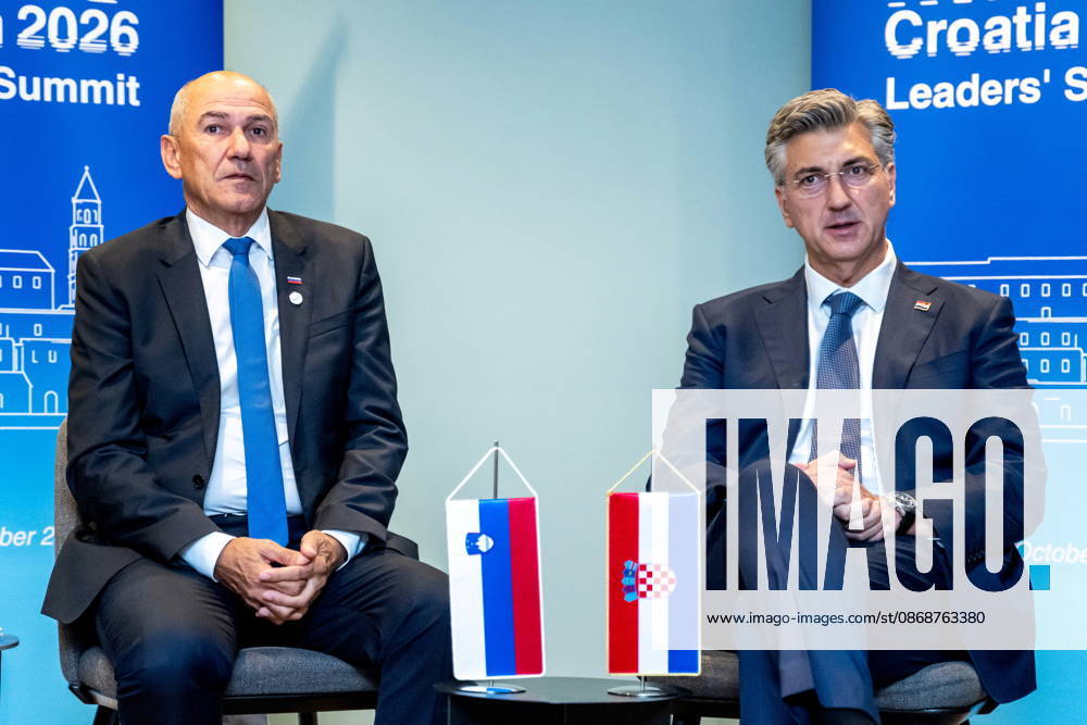 Croatia, Split, 06.10.2026. Radisson Blu Resort and Spa Hotel. Bilateral meeting between Prime Minister Andrej Plenkovic and Slovenian Prime Minister Janez Jansa on the sidelines of the MED9 summit. In the photo: Janez Jansa, Andrej Plenkovic. Photo: Tom Dubravec CROPIX Split CROATIA