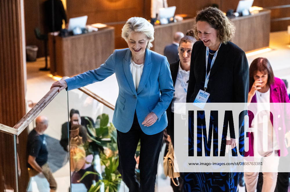 Croatia, Split, 06.10.2026. Radisson Blu Resort and Spa Hotel. Bilateral meeting between Prime Minister Andrej Plenkovic and European Commission President Ursula von der Leyen on the sidelines of the MED9 summit. In the photo: Ursula von der Leyen, Nina Obuljen Korzinek. Photo: Tom Dubravec CROPIX Split CROATIA