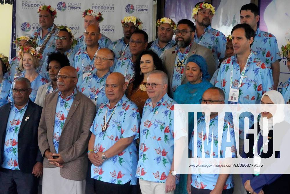 Australian Prime Minister ANTHONY ALBANESE, Fijian Prime Minister SITIVENI RABUKA, and Tuvaluan Prime Minister FELETI TEO and other international leaders attend the Pre-COP31 Leaders event in Funafuti, Tuvalu, on October 6, 2026. Complementing the ministerial meeting in Fiji, the visit brings global decision-makers to the low-lying Pacific island nation to witness climate impacts and community adaptation efforts firsthand and advance climate action ahead of COP31 in Antalya, Türkiye. Funafuti Tuvalu - ZUMA 20261006_int_h213_020