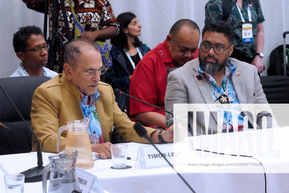 JOSE RAMOS-HORTA, Timor-Leste President, addresses the attendees at the Pre-COP31 Leaders event, including Tuvaluan Prime Minister FELETI TEO in Funafuti, Tuvalu. Over a dozen leaders touched down on the tiny Pacific atoll nation of Tuvalu on October 6, 2026 for a first-hand look at a once-vibrant ecosystem being threatened due to climate change. Funafuti Tuvalu - ZUMA 20261006_int_h213_041