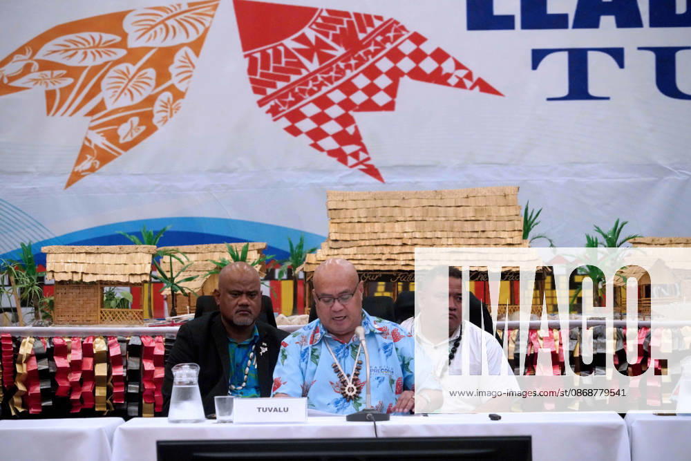 Tuvaluan Prime Minister FELETI TEO addresses attendees at the Pre-COP31 Leaders event in Funafuti, Tuvalu. Over a dozen leaders touched down on the tiny Pacific atoll nation of Tuvalu on October 6, 2026 for a first-hand look at a once-vibrant ecosystem being threatened due to climate change. Funafuti Tuvalu - ZUMA 20261006_int_h213_031