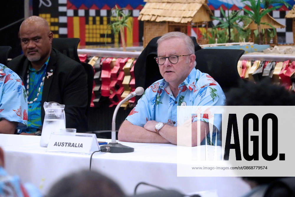 Australian Prime Minister ANTHONY ALBANESE addresses the audience at the Pre-COP31 Leaders event in Funafuti, Tuvalu. Complementing the ministerial meeting in Fiji, the visit brings global decision-makers to the low-lying Pacific island nation to witness climate impacts and community adaptation efforts firsthand and advance climate action ahead of COP31 in Antalya, Türkiye. Funafuti Tuvalu - ZUMA 20261006_int_h213_045