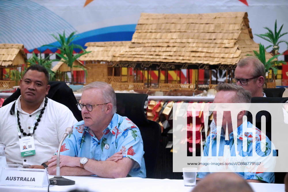 ANTHONY ALBANESE, Australian Prime Minister and CHRIS BOWEN, Australian Minister for Climate Change and Energy participate in the Pre-COP31 Leaders event in Funafuti, Tuvalu. Over a dozen leaders touched down on the tiny Pacific atoll nation of Tuvalu on October 6, 2026 for a first-hand look at a once-vibrant ecosystem being threatened due to climate change. Funafuti Tuvalu - ZUMA 20261006_int_h213_050