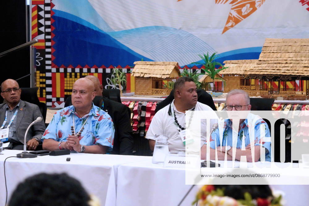 Australian Prime Minister ANTHONY ALBANESE addresses the audience, including Tuvaluan Prime Minister FELETI TEO at the Pre-COP31 Leaders event in Funafuti, Tuvalu. Complementing the ministerial meeting in Fiji, the visit brings global decision-makers to the low-lying Pacific island nation to witness climate impacts and community adaptation efforts firsthand and advance climate action ahead of COP31 in Antalya, Türkiye. Funafuti Tuvalu - ZUMA 20261006_int_h213_046