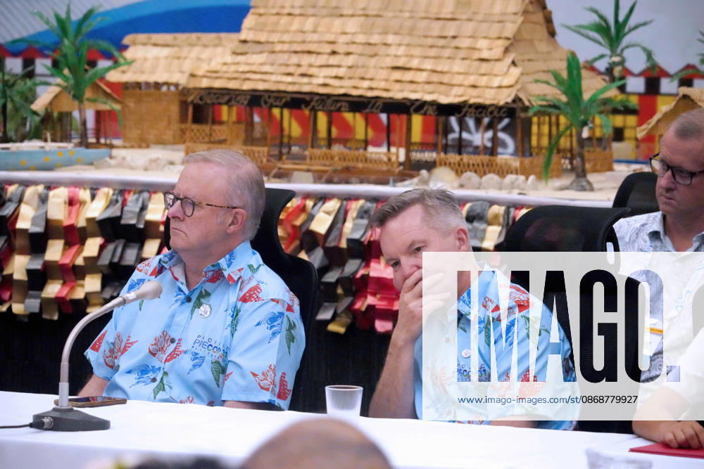Australian Prime Minister ANTHONY ALBANESE addresses the audience at the Pre-COP31 Leaders event in Funafuti, Tuvalu, including Tuvaluan Prime Minister FELETI TEO and Australian Minister for Climate Change and Energy CHRIS BOWEN. Complementing the ministerial meeting in Fiji, the visit brings global decision-makers to the low-lying Pacific island nation to witness climate impacts and community adaptation efforts firsthand and advance climate action ahead of COP31 in Antalya, Türkiye. Funafuti Tuvalu - ZUMA 20261006_int_h213_054
