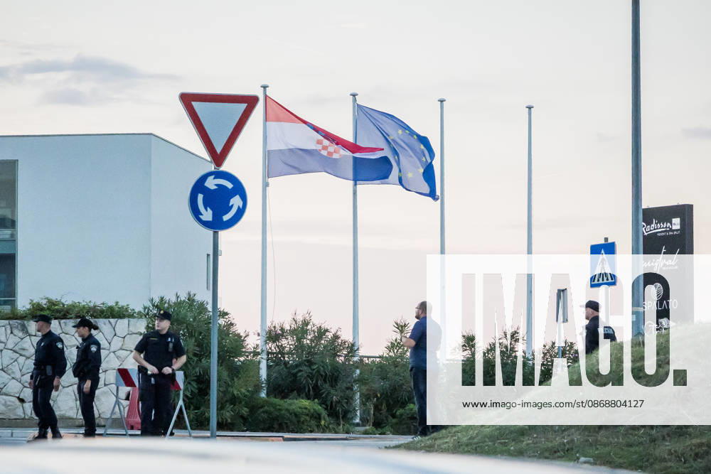 EU MED9 Summit Security personel on guard around Radisson Blu Resort & Spa during EU MED9 summit in Split, Croatia on October 7, 2027. ZvonimirxBarisin PIXSELL