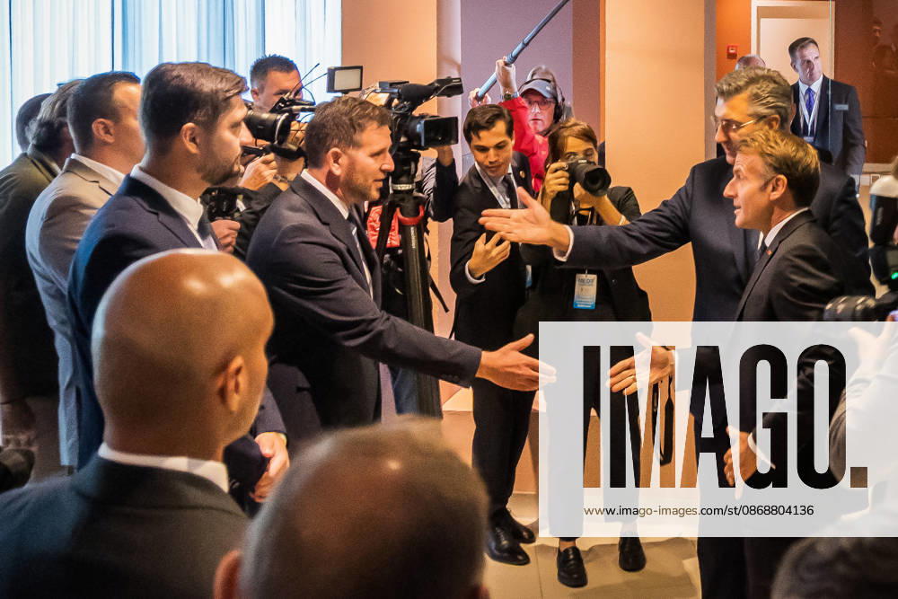 EU MED9 Bilateral meet Plenkovic - Macron Croatian Prime Minister Andrej Plenkovic meets French President Emmanuel Macron during bilateral meetings on the sidelines of the EU MED9 summit in Split, Croatia on October 7, 2027. ZvonimirxBarisin PIXSELL