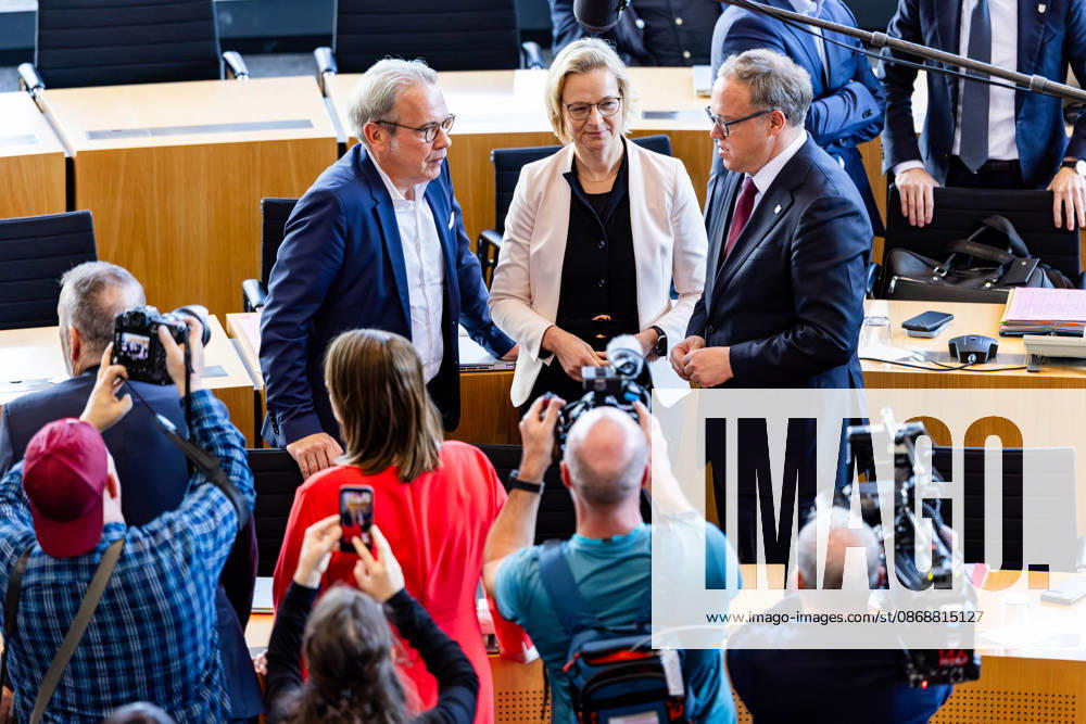 GER, Politics News, 56th Plenary Session in the Plenary Hall of the Thuringian State Parliament: Mario Voigt, Georg Maier, Katja Wolf, 99096 Erfurt, Thuringian State Parliament, Thuringia, Germany