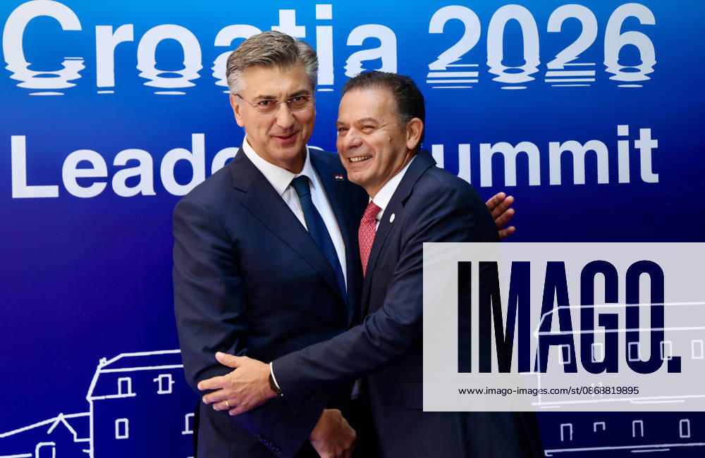 EU MED9 Prime Minister of Croatia Andrej Plenkovic welcomes Prime Minister of Potugal Luis Montenegro for EU MED9 summit at Split, Croatia on October 7, 2026. IvoxCagalj PIXSELL