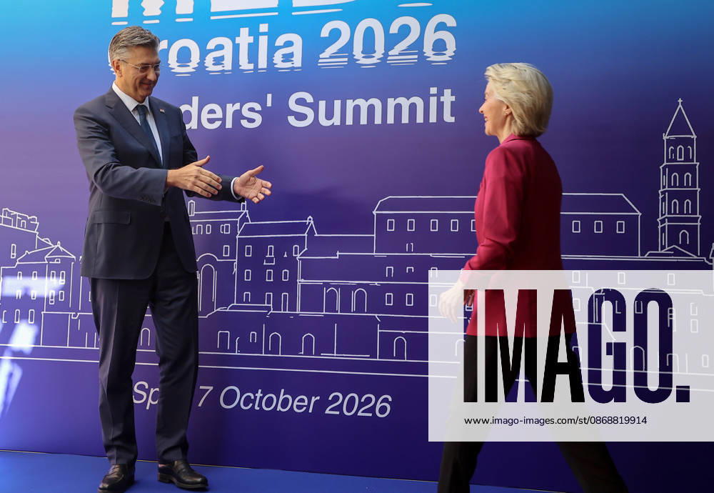 EU MED9 Prime Minister of Croatia Andrej Plenkovic welcomes President of the European Commission Ursula von der Leyen for EU MED9 summit at Split, Croatia on October 7, 2026. IvanaxIvanovic PIXSELL