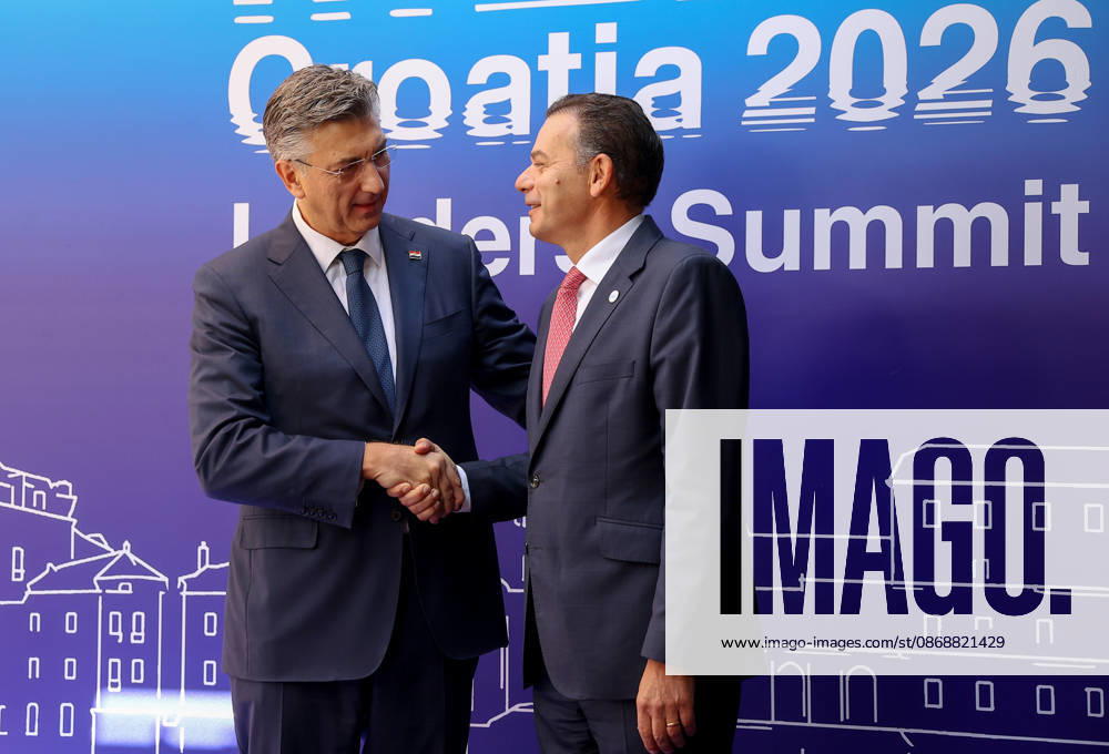 EU MED9 Prime Minister of Croatia Andrej Plenkovic welcomes Prime Minister of Potugal Luis Montenegro for EU MED9 summit at Split, Croatia on October 7, 2026. IvanaxIvanovic PIXSELL
