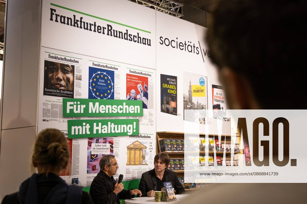 78th Frankfurt Book Fair An interview is taking place at the Frankfurter Rundschau booth at the Frankfurt Book Fair in Frankfurt am Main. The 78th Frankfurt Book Fair will take place from October 7–11, 2026, at the Frankfurt am Main Exhibition Center in Hesse, Germany. 2026-10-07_frankfurter-buchmesse_27