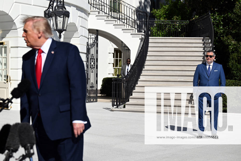 Trump Departs White House on Marine One WASHINGTON, DC - OCT. 7: US Sen. Ted Cruz (R-Tex.) looks on as US President Donald Trump speaks to reporters on Wednesday, Oct. 7, 2026 before departing the White House in Washington, D.C. Trump is set to travel to a campaign rally in San Antonio, Tex. (Photo by Annabelle Gordon Pool For The Washington Post) Washington DC United States