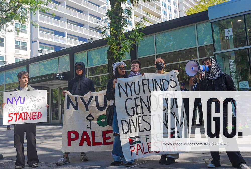 Pro-Palestinian protest at New York University NEW YORK, UNITED STATES - OCTOBER 04: A group of pro-Palestinian New York University (NYU) students walked out of classes to protest NYU and Israel, and marched outside the school buildings in New York, U.S., on October 7, 2026, marking the anniversary of the October 7 attacks on Gaza. Selcuk Acar Anadolu New York United States. Editorial use only. Please get in touch for any other usage.