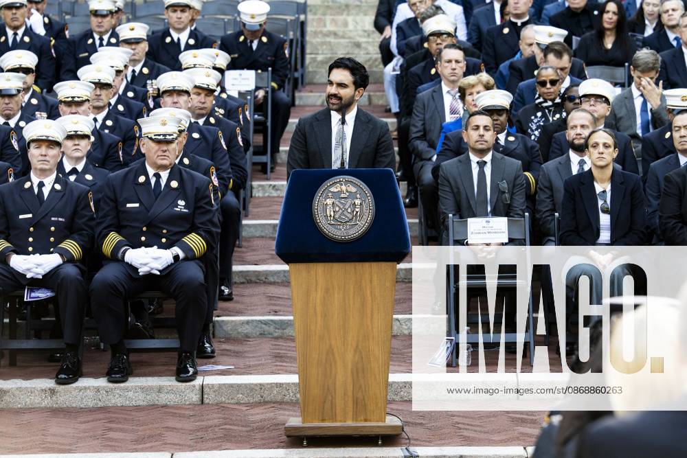 New York City Mayor ZOHRAN MAMDANI (D) speaking at the 119th Annual FDNY (Fire Department of the City of New York) Memorial Service in New York City. New York City USA - ZUMAb161 20261007_aap_b161_004