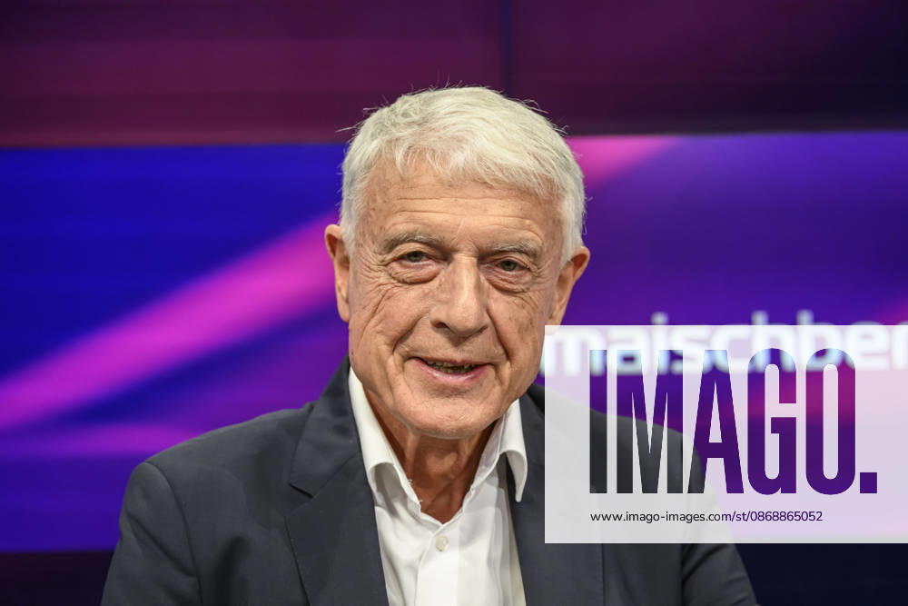 Pictured from left: Werner Sonne, journalist and author, GER, Berlin, studio, guest on Maischberger, political talk show, TV, program, with host Sandra Maischberger, Das Erste, from Adlershof, Am Studio 20, October 7, 2026,