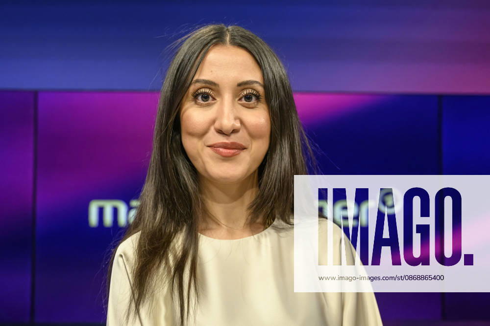 In the photo, from left: Alev Dogan, *The Pioneer*, GER, Berlin, studio, guest on *Maischberger*, political talk show, TV, program, with host Sandra Maischberger, *Das Erste*, from Adlershof, Studio 20, October 7, 2026,