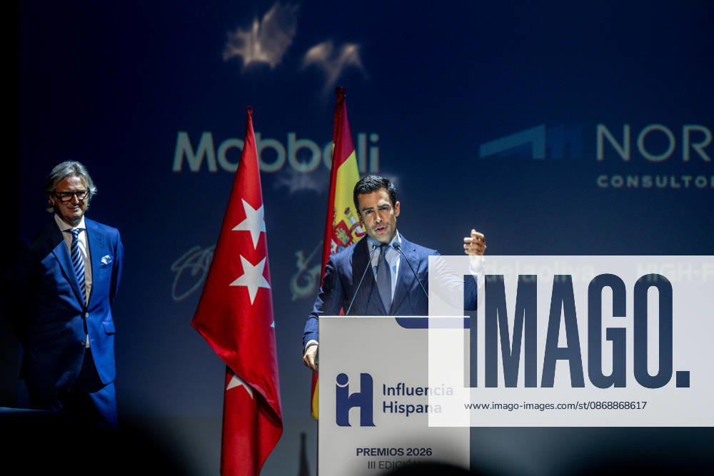 3rd Annual Hispanic Influence Awards: Attorney Juango Ospina speaks during the 3rd Annual Hispanic Influence Awards ceremony on October 7, 2026, in Madrid, Spain. The main objective of the Hispanic Influence Awards is to recognize excellence, talent, creativity, and leadership of individuals and institutions that strengthen ties between the Spanish-speaking community and promote Hispanic values globally. OCTOBER 7, 2026 HISPANIC INFLUENCE AWARDS SPANISH-SPEAKERS HISPANIC IDENTITY Madrid Madrid, Spain