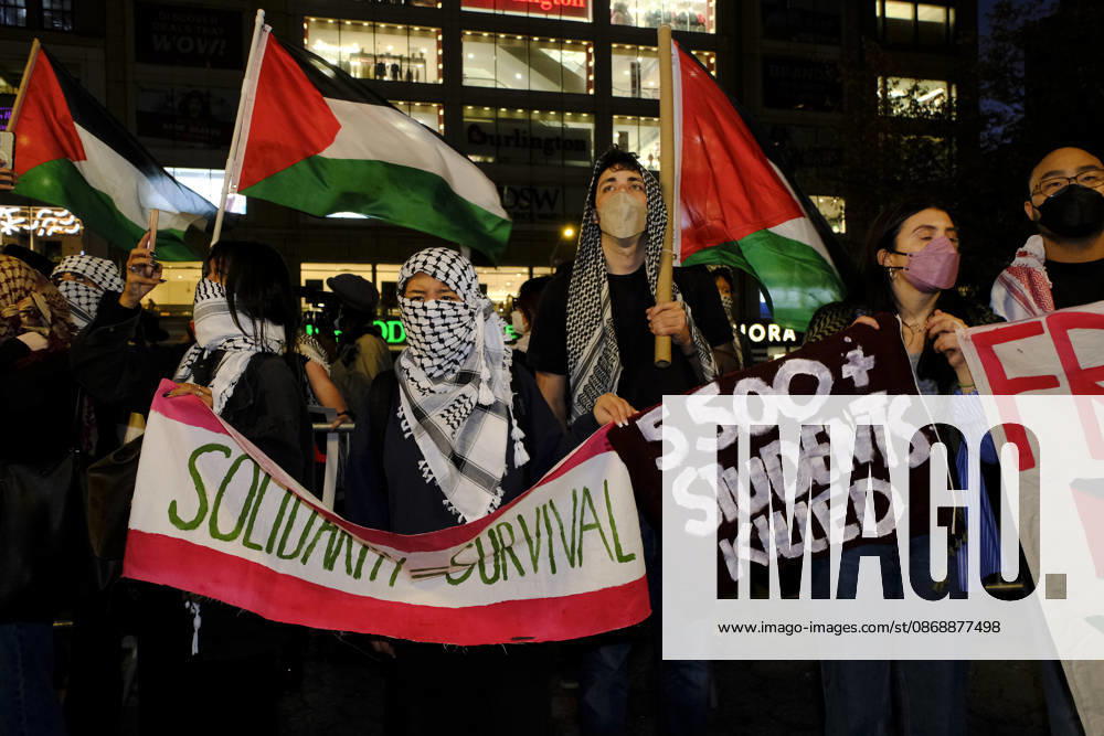 NEW YORK, NY - OCTOBER 7: Anti-Israeli and pro-Palestinian protestors converge during a vigil on the third anniversary of Hamas Oct. 7 attack in New York City on October 7, 2026.