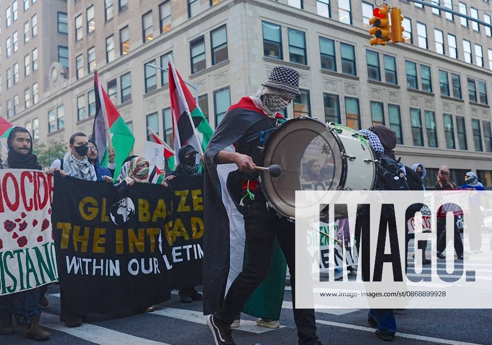 Pro-Palestinians rally outside City Hall NEW YORK, UNITED STATES - OCTOBER 07: Pro-Palestinian Americans rally outside City Hall and march to Union Square in New York, United States, on October 7, 2026, marking the anniversary of the October 7 attacks on Gaza. Selcuk Acar Anadolu New York United States. Editorial use only. Please get in touch for any other usage.