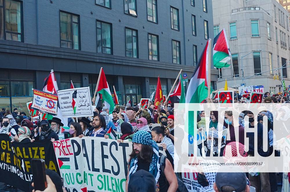 Pro-Palestinians rally outside City Hall NEW YORK, UNITED STATES - OCTOBER 07: Pro-Palestinian Americans rally outside City Hall and march to Union Square in New York, United States, on October 7, 2026, marking the anniversary of the October 7 attacks on Gaza. Selcuk Acar Anadolu New York United States. Editorial use only. Please get in touch for any other usage.
