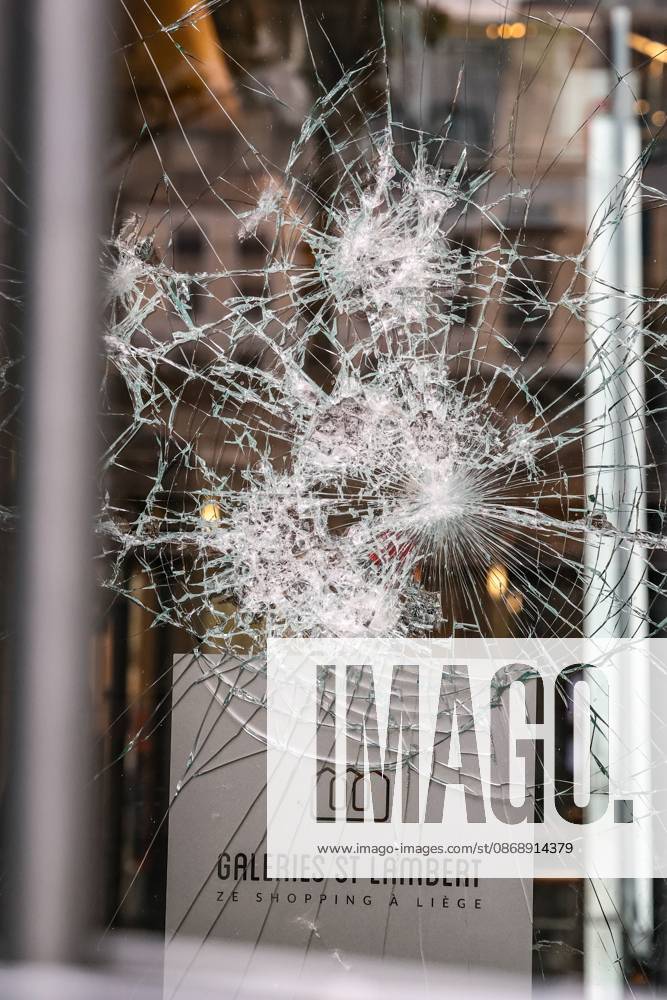 Storefront window was damaged after a protest against education reforms and budget cuts, on Thursday 8 October 2026. For several days protests turned violent, mainly due to rioters who vandalize the city centre and face police. The city of Liege announced a ban of gathering of more than three minors on public space, unless with a responsible adult, to prevent the gathering of rioters who have nothing to do with the original movement. BRUNOxFAHY 189130019