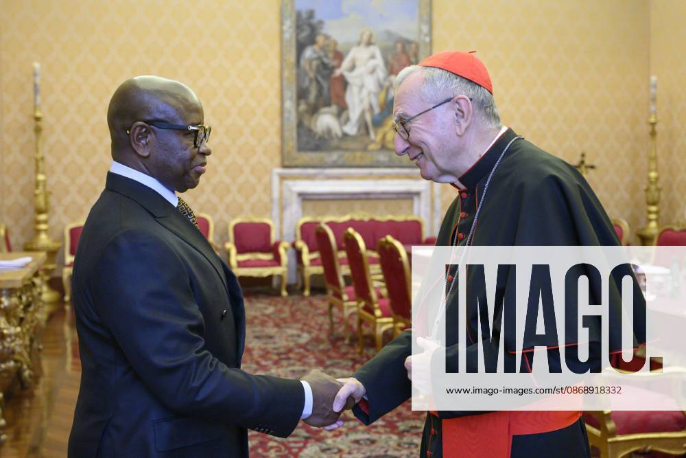 ITALY - POPE - VATICAN-2026 10 8 Italy, Rome, Vatican, 2026 10 8 Cardinal Pietro Parolin receives Mr. Julius Maada Bio, President of the Republic of Sierra Leone, in a private audience in Vatican . - NO BOOKS