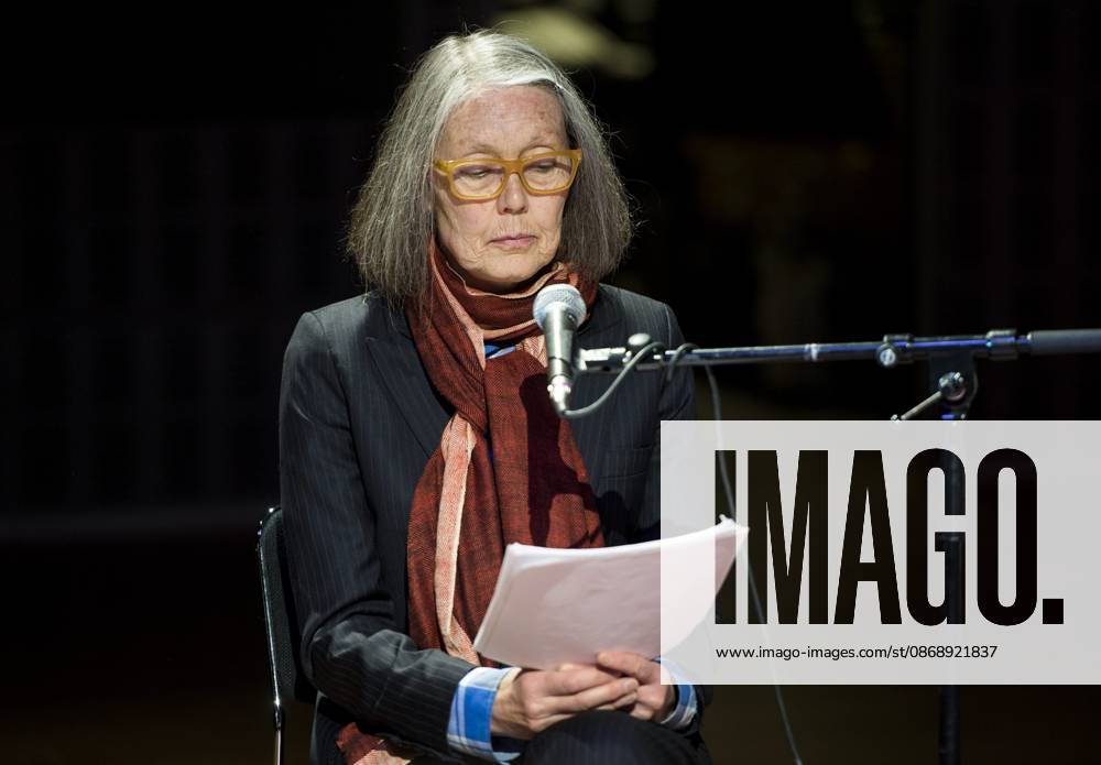 Canadian poet Anne Carson performs her work *Antigonick* at the Moderna Museet art gallery in Stockholm, Sweden, on May 8, 2015 STOCKHOLM SWEDEN ACE