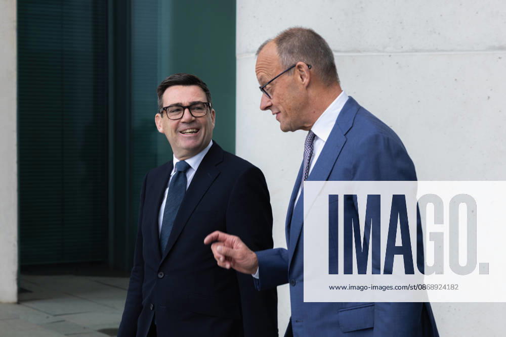 Chancellor Merz Welcomes British Prime Minister Burnham Germany, Berlin, October 8, 2026 Chancellor Friedrich Merz (CDU) welcomes Andrew Burnham, Prime Minister of the United Kingdom of Great Britain and Northern Ireland, on his inaugural visit to the Federal Chancellery