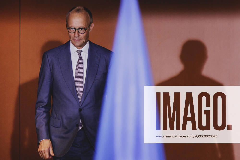 Friedrich Merz (CDU), Chancellor of Germany, photographed before a press statement with the British Prime Minister (not pictured) in Berlin, October 8, 2026, Berlin, Germany