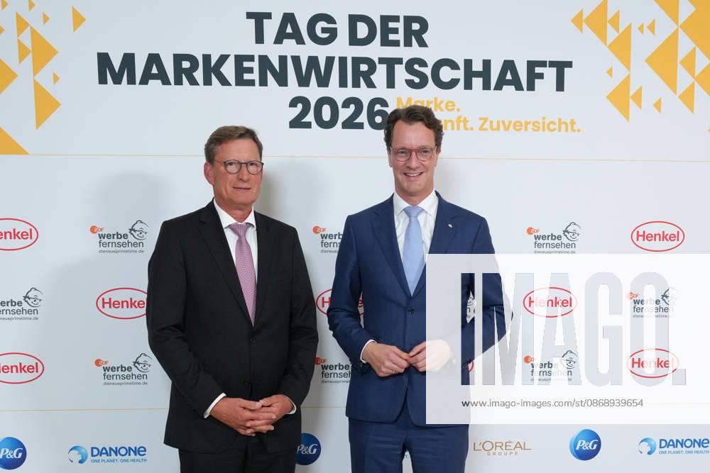 Brand Economy Day 2026: Franz Olaf Kallerhoff with North Rhine-Westphalia Minister-President Hendrik Wuest at Brand Economy Day 2026, Berlin, October 8, 2026, Berlin, Berlin, Germany