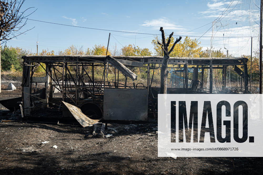 Russian Strike Hits Kramatorsk Buses The burned-out shell of a passenger bus stands at the site of a Russian strike in Kramatorsk, Donetsk region, Ukraine, on October 8, 2026. Ukrainian authorities said a Russian guided bomb struck two scheduled passenger buses in Kramatorsk at about 10:00. At least 30 people were killed and at least 18 wounded, while Ukraine s State Emergency Service later reported 33 deaths; public transport in Kramatorsk and nearby Sloviansk was suspended after the attack. Kramatorsk Donetsk Ukraine