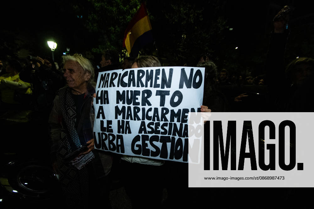 IPA89447783 - MADRID, SPAIN. OCTOBER 8. Thousands of people are taking part in the Hasta Siempre, Maricarmen march, from Puerta del Sol to the home where 87-year-old Maricarmen Abascal lived; she died on October 7 after being hospitalized following her eviction on September 23, in Madrid, Spain, on October 8, 2026. Organized by the Sindicato de Inquilinas of Madrid, the demonstration paid tribute to the woman, who had become a symbol of the struggle for the right to housing amid Spains housing crisis. Participants carried flowers, candles, and protest signs, calling for an end to evictions and greater housing protections.