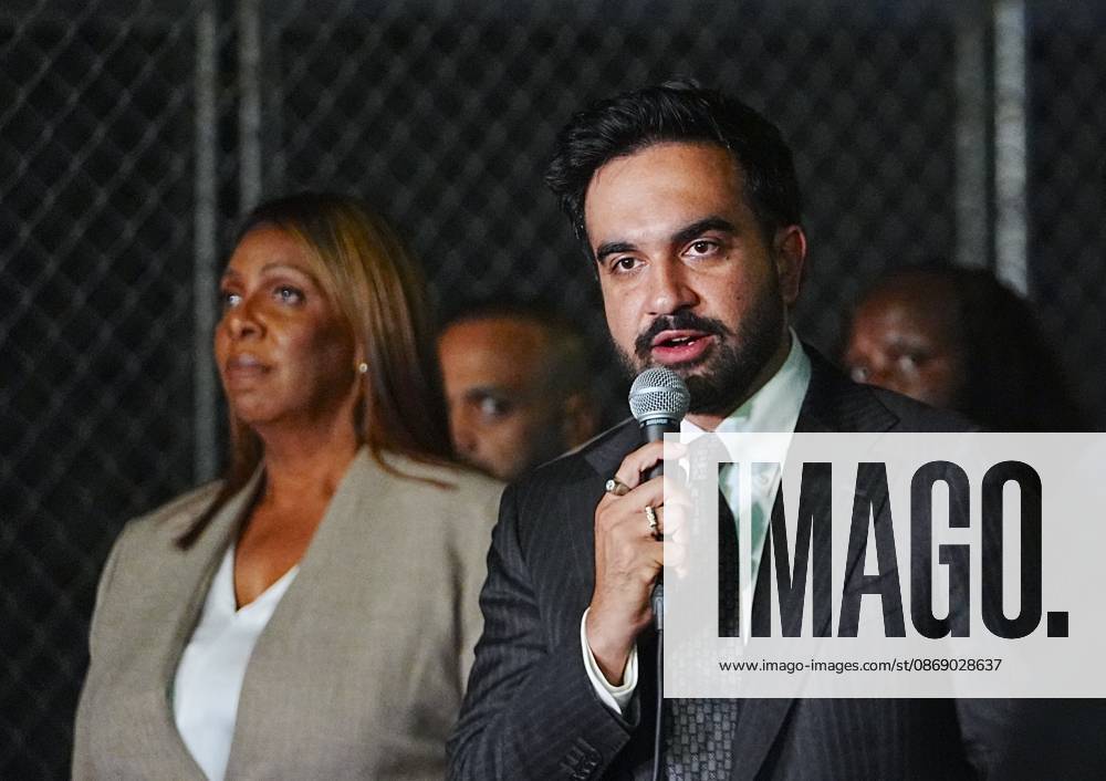 Mamdani holds a press conference after ICE shooting in New York City NEW YORK, UNITED STATES - OCTOBER 08: New York City Mayor Zohran Mamdani, along with Attorney General of New York, Letitia James, New York City Public Advocate Jumaane Williams, and NYPD Commissioner Jessica Tisch, hold a press conference in the Marble Hill neighborhood of the Bronx following an incident where an ICE agent shot and wounded a driver during an enforcement operation on October 8, 2026, in New York City, U.S. Selcuk Acar Anadolu New York United States. Editorial use only. Please get in touch for any other usage.